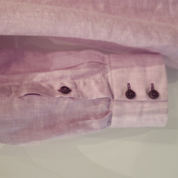 MATTUSO Shirt 100% Linen Violet Long Sleeve Men's Size Large - Picture 9 of 13